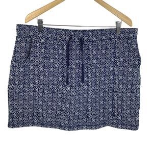 T by Talbots 2X Navy White Medallion Print Skort Stretch Golf Tennis Pockets‎